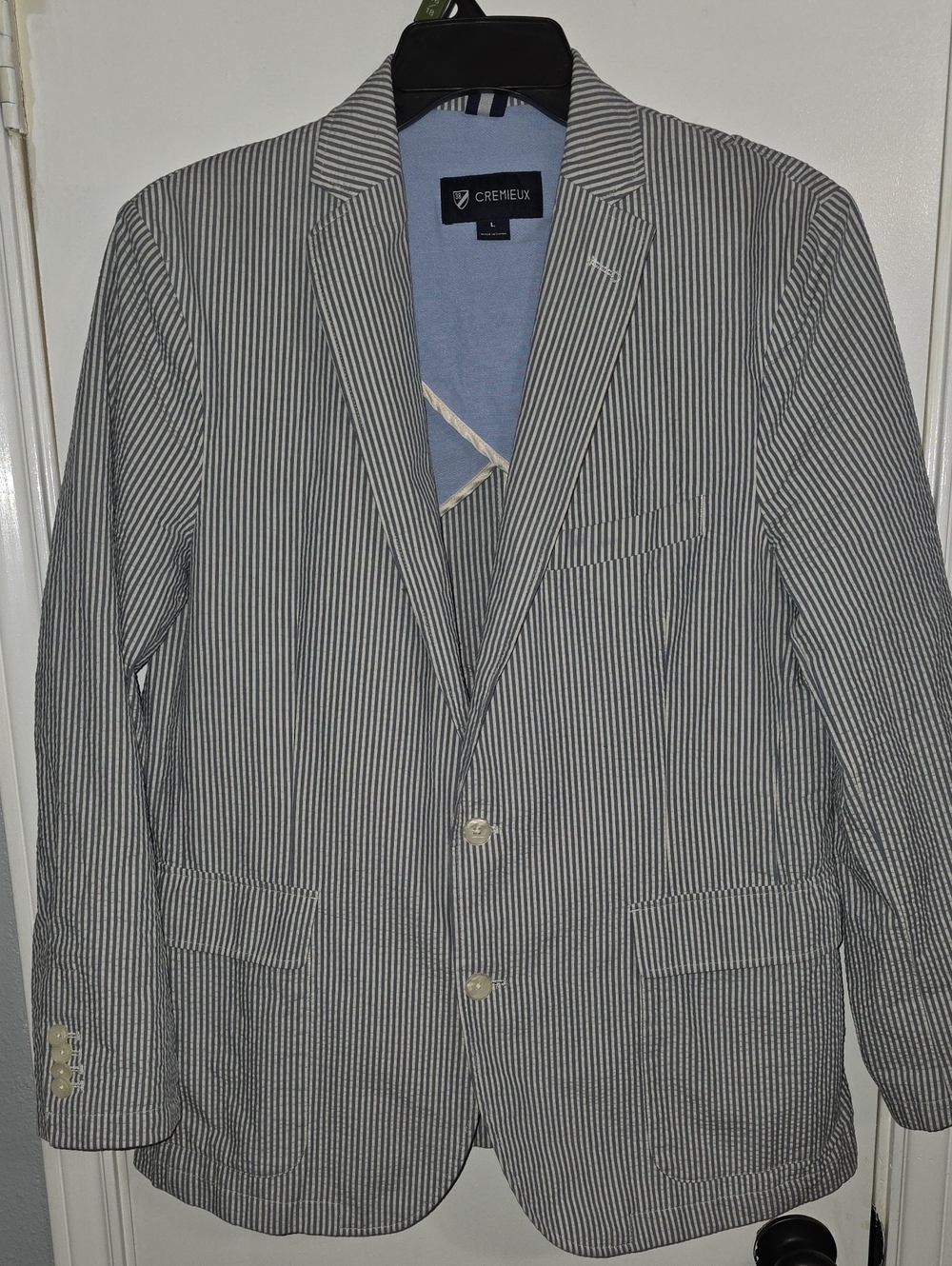 Daniel Cremieux Navy & White Striped Seersucker Blazer